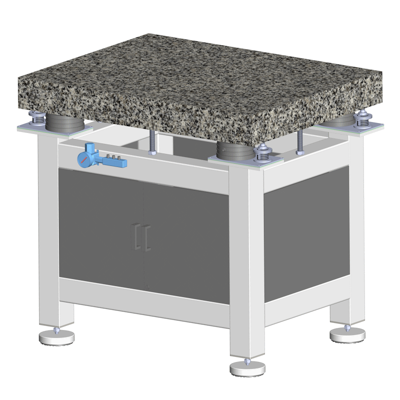 Anti Vibration Table On Air Spring With Auto Levelling With Steel Cabinets And Supports-Granite Top, Series DITAL-CDG