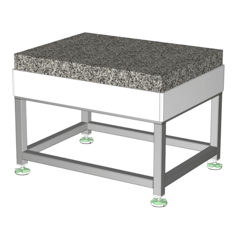 Anti Vibration Table On Air Spring With Auto Levelling With Granite Tabletop & Wrap Around Plate, Series DITAL-WAG