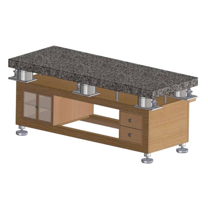 Anti Vibration Table On Auto Levelling Pneumatic Mounts With Wooden Pu Coated Outer Frame, Series DIT-AM-W