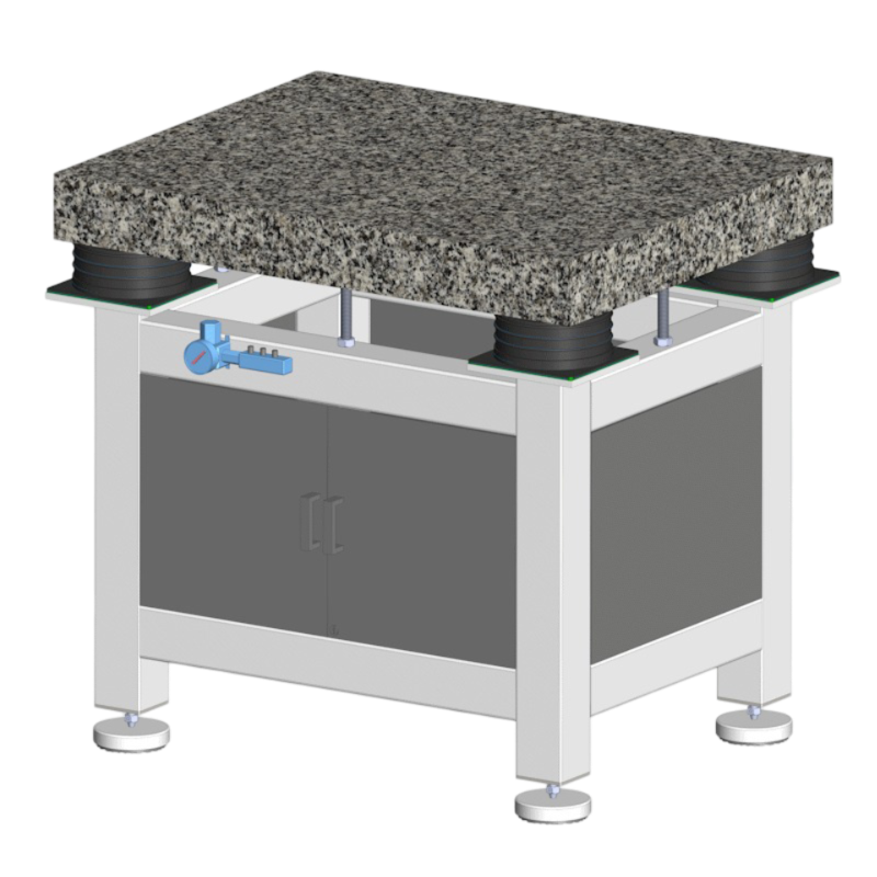 Anti Vibration Table On Air Spring With Manual Levelling With Steel Cabinets And Supports-Granite Top, Series DIT-AS-CDG
