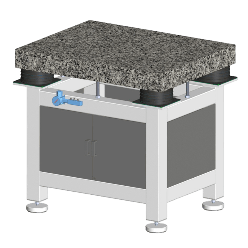 Anti Vibration Table On Air Spring With Manual Levelling With Steel Cabinets, Supports & Ss Top, Series DIT-AS-CDSS