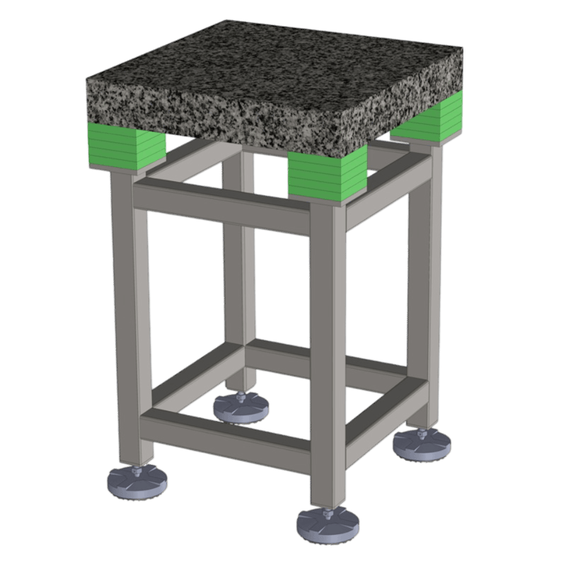 Anti Vibration Table, Elastomeric Isolation With Stainless Steel Table Frame, Series DIT-E-SFG